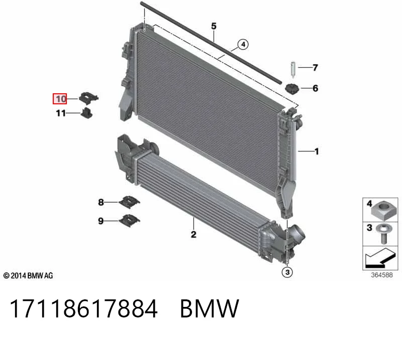 17118617884 BMW Soporte superior izquierdo del radiador