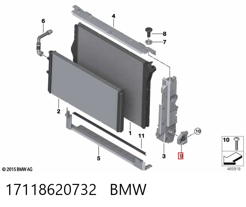 17118620732 BMW Soporte inferior del radiador