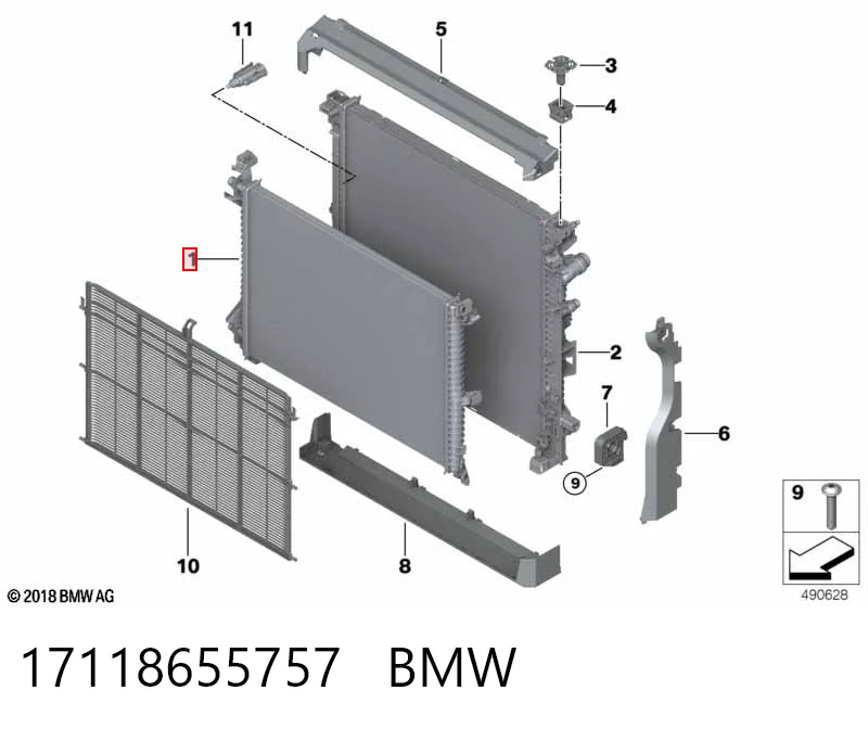 17118655757 BMW Radiador adicional de refrigeración del motor
