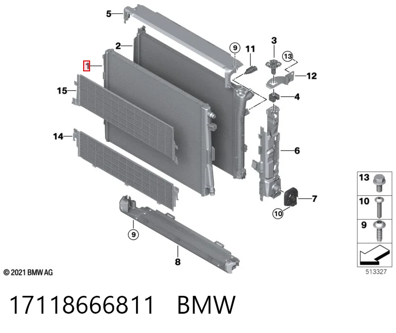 17118666811 BMW Radiador adicional de refrigeración del motor