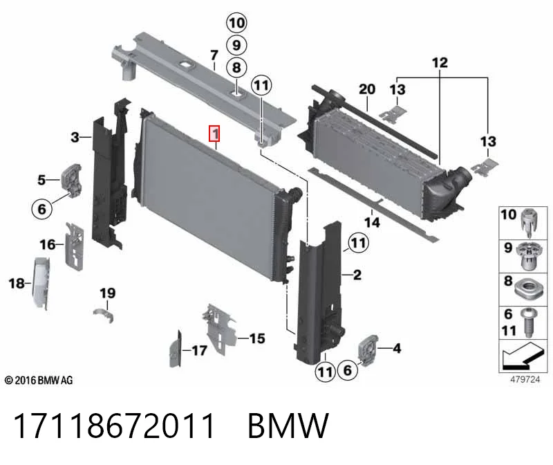 17118672011 BMW Refrigeración del motor