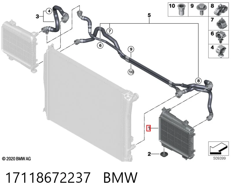 17118672237 BMW Radiador de refrigeración del motor izquierdo