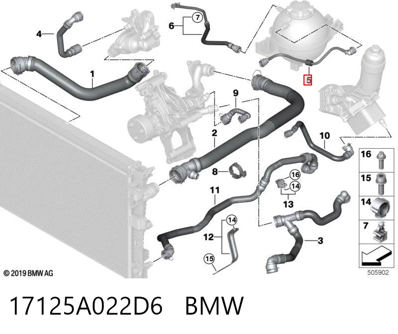17127562164 BMW Manguera inferior del radiador