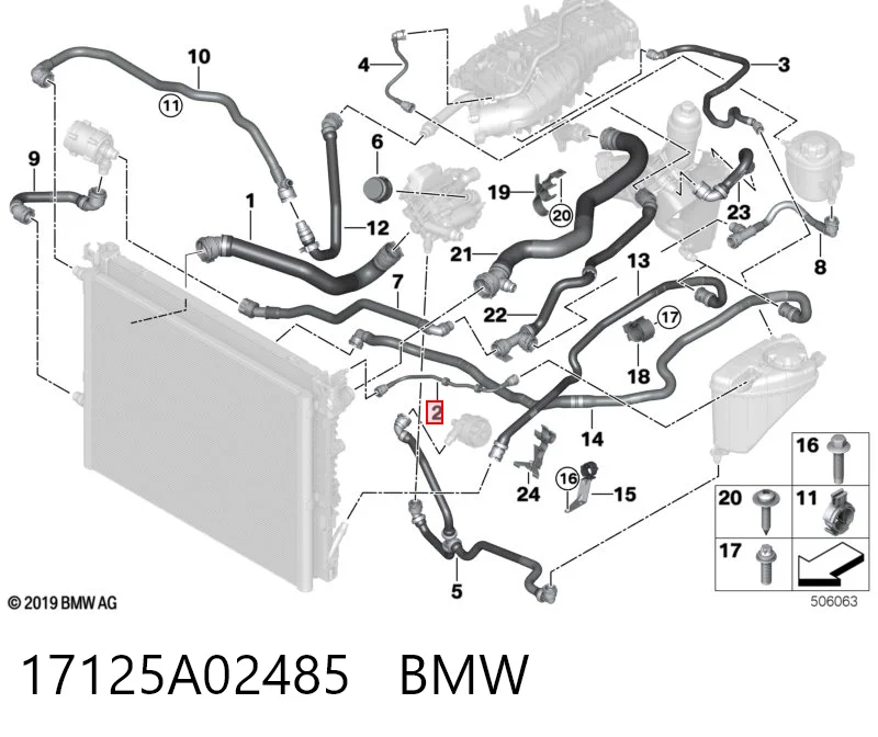 17125A02485 BMW Manguera de refrigeración