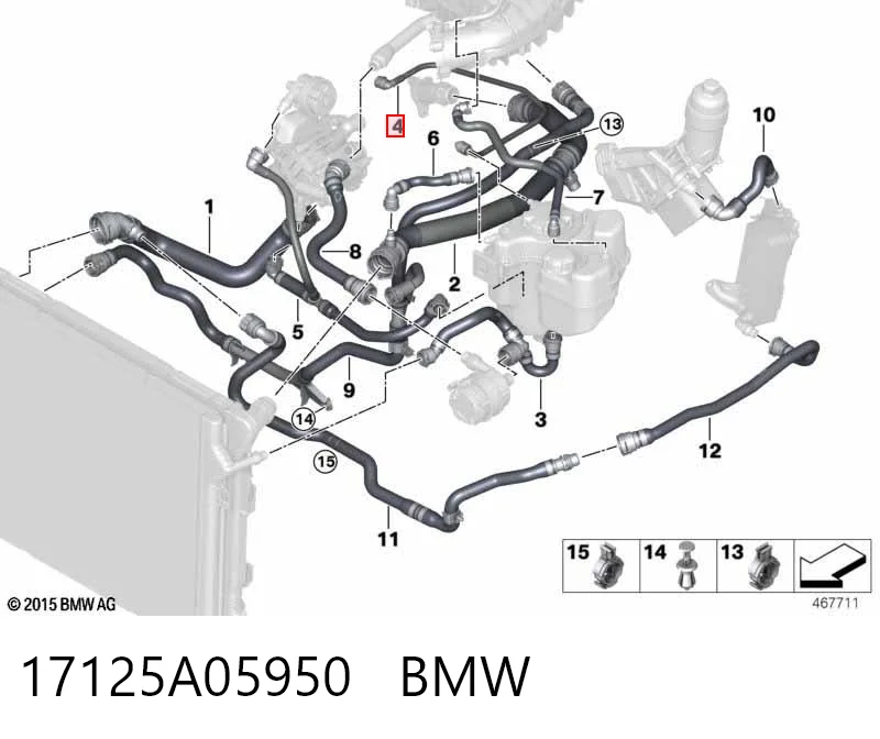 17125A05950 BMW Manguera de refrigeración