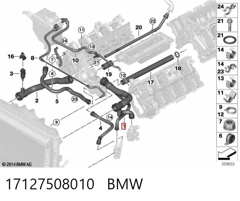 17127508010 BMW Manguera superior del radiador