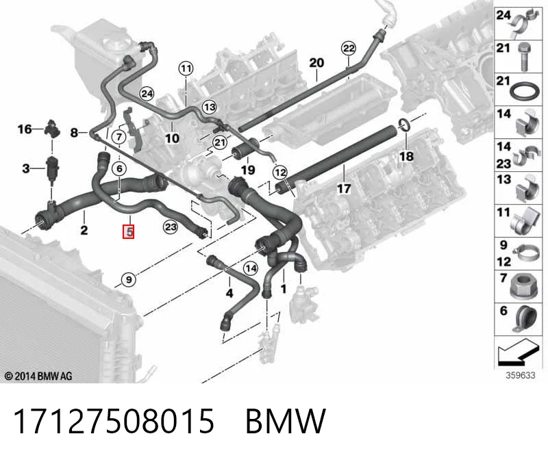 17127508015 BMW Manguera inferior del vaso de expansión