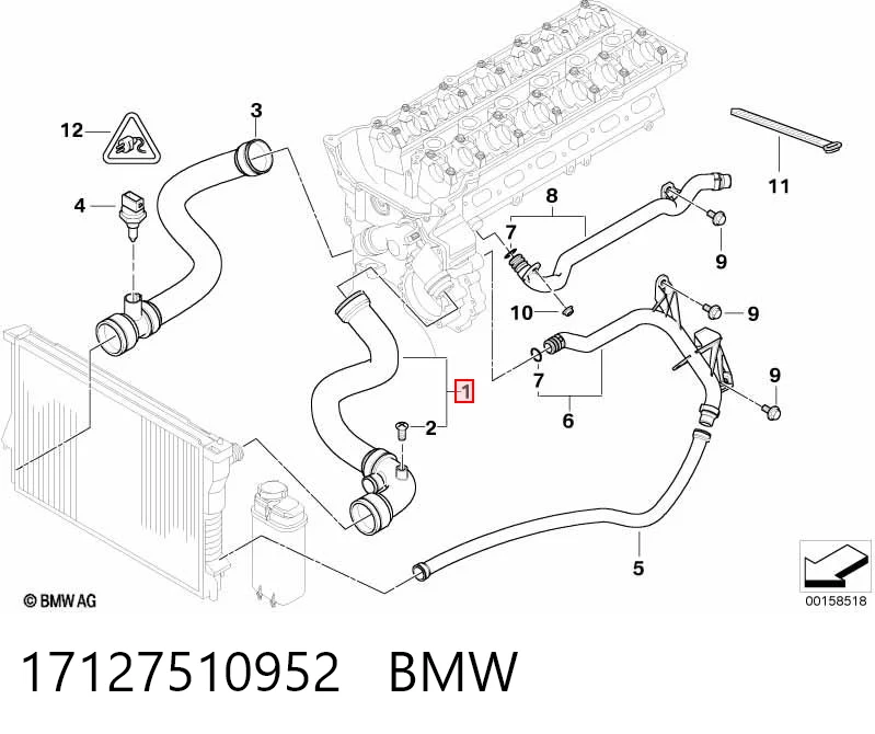 17127510952 BMW Manguera superior del radiador