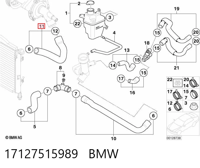 Manguera radiador para Mini Cooper R50, R53