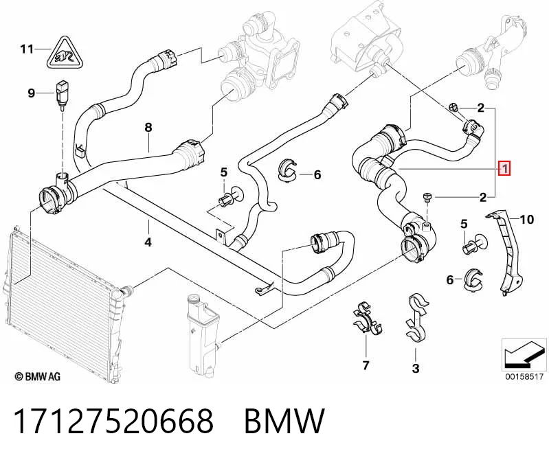 17127520668 BMW Manguera superior del radiador