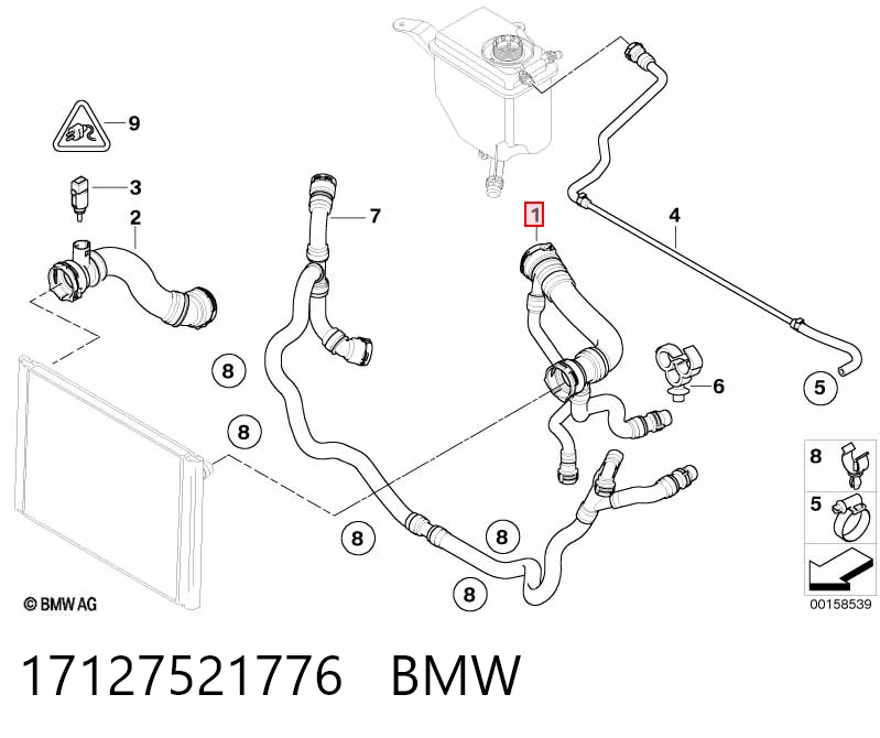 17127521776 BMW Manguera superior del radiador
