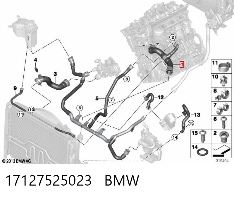 17127525023 BMW Manguera superior del radiador