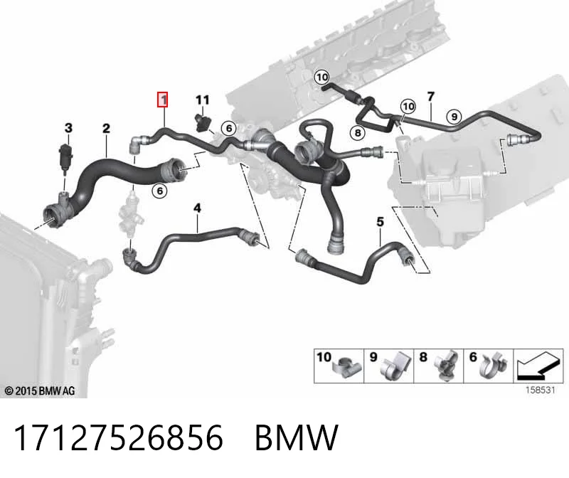 17127526856 BMW Manguera superior del radiador