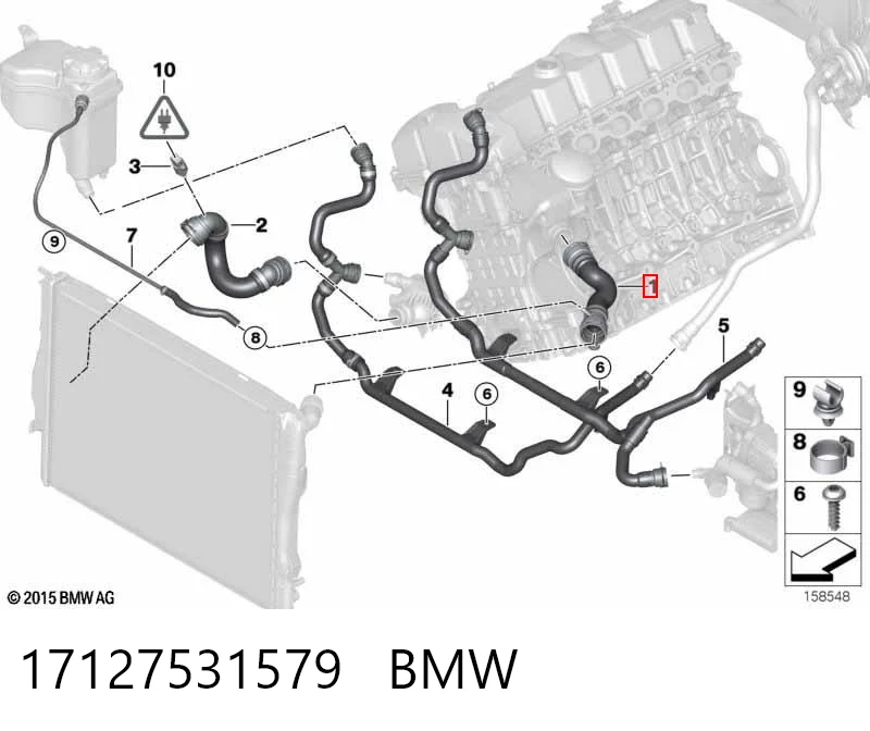 17127531579 BMW Manguera superior del radiador