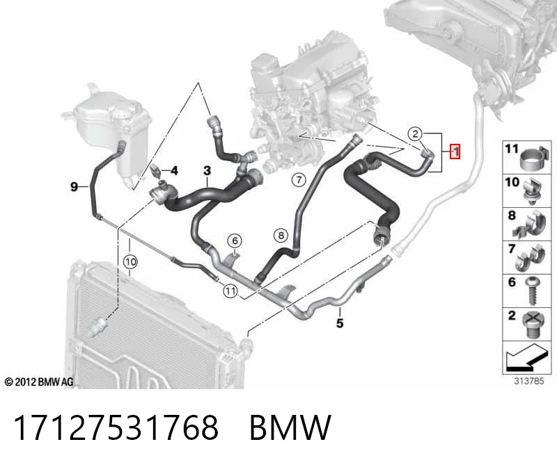 17127531768 BMW Manguera superior del radiador