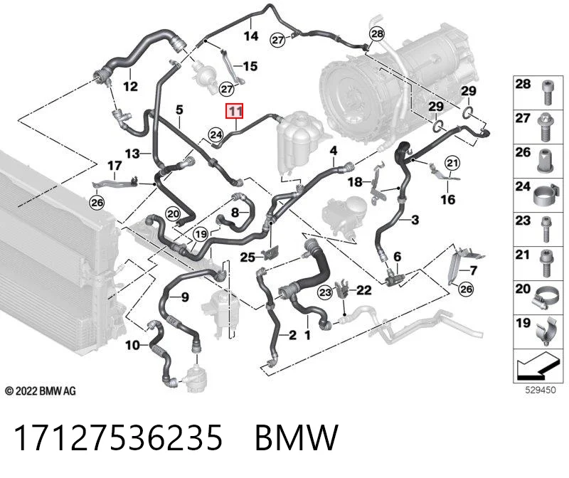 17127536235 BMW Manguera superior del depósito de expansión