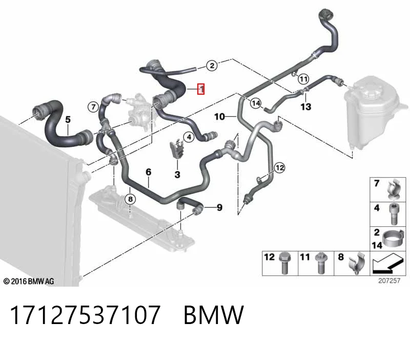 17127537107 BMW Manguera superior del radiador