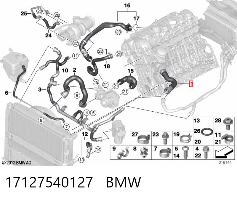 17127540127 BMW Manguera superior del radiador