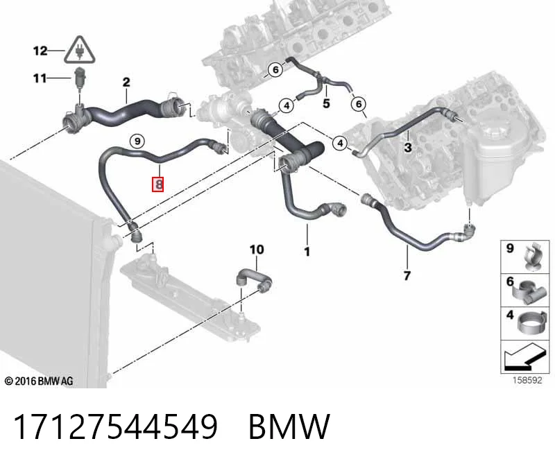 17127544549 BMW Manguera de refrigeración del enfriador de aceite, suministro