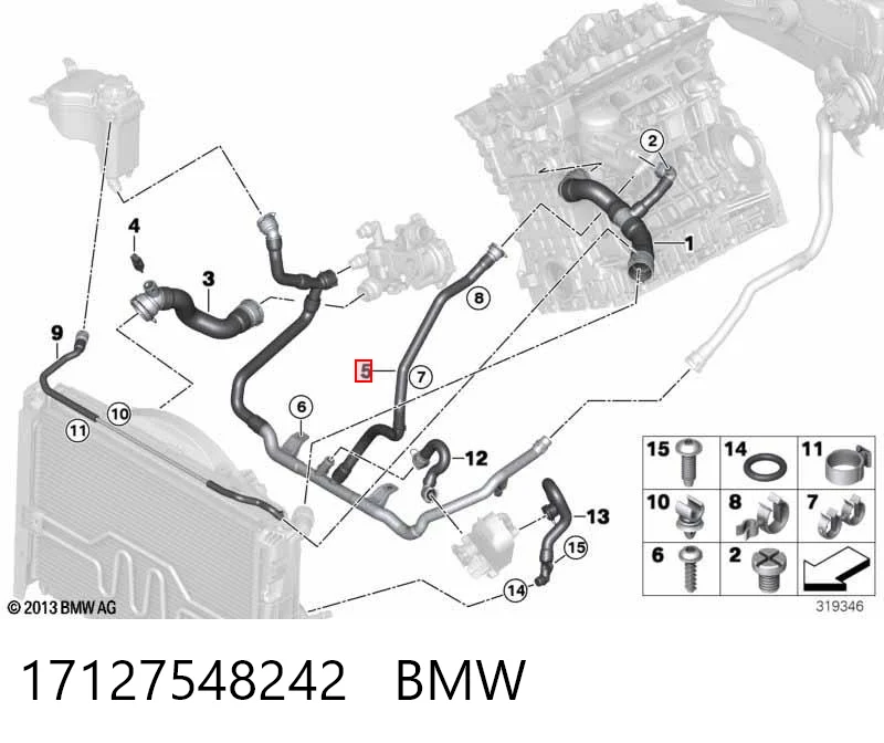 17127548242 BMW Manguera inferior del vaso de expansión