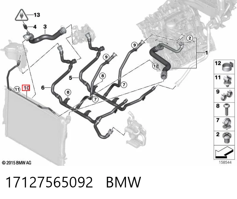 17127565092 BMW Manguera superior del depósito de expansión