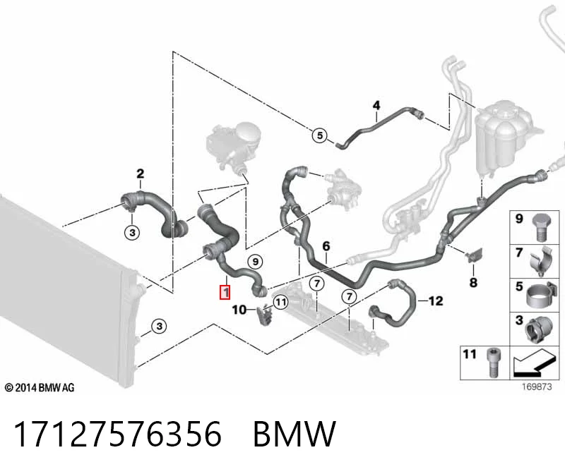 17127576356 BMW Manguera superior del radiador