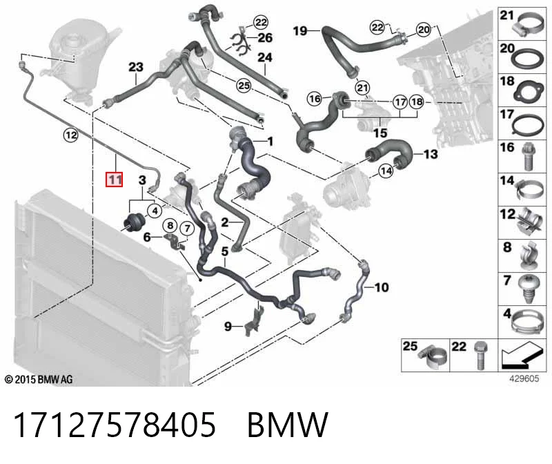 17127578405 BMW Manguera superior del depósito de expansión