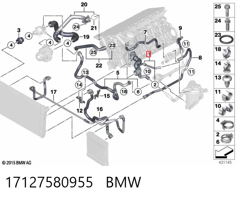 17127580955 BMW Manguera superior del radiador