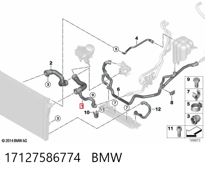 17127586774 BMW Manguera superior del radiador