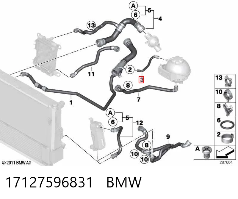 17127596831 BMW Manguera de impulsión de la bomba de agua