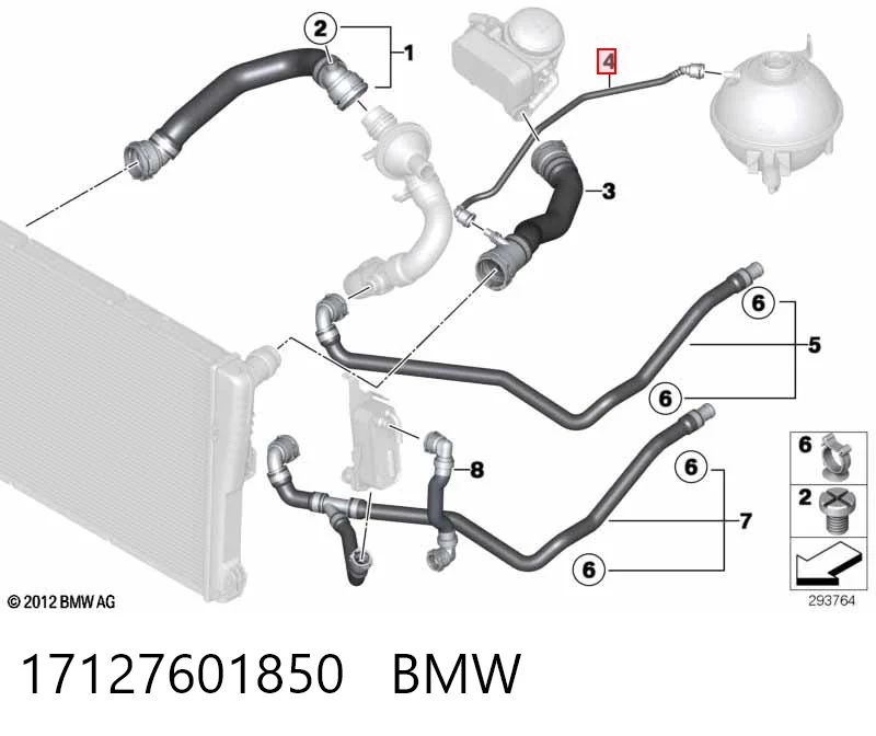 17127601850 BMW Manguera superior del depósito de expansión