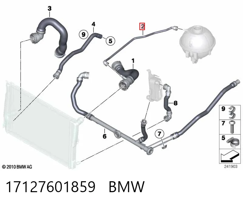17127601859 BMW Manguera superior del depósito de expansión