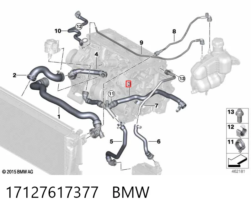 17127617377 BMW Manguera de retorno de refrigerante del turbocompresor