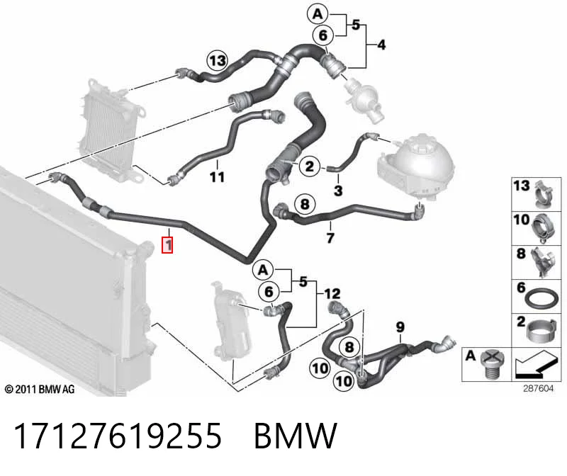 17127619255 BMW Manguera de refrigeración