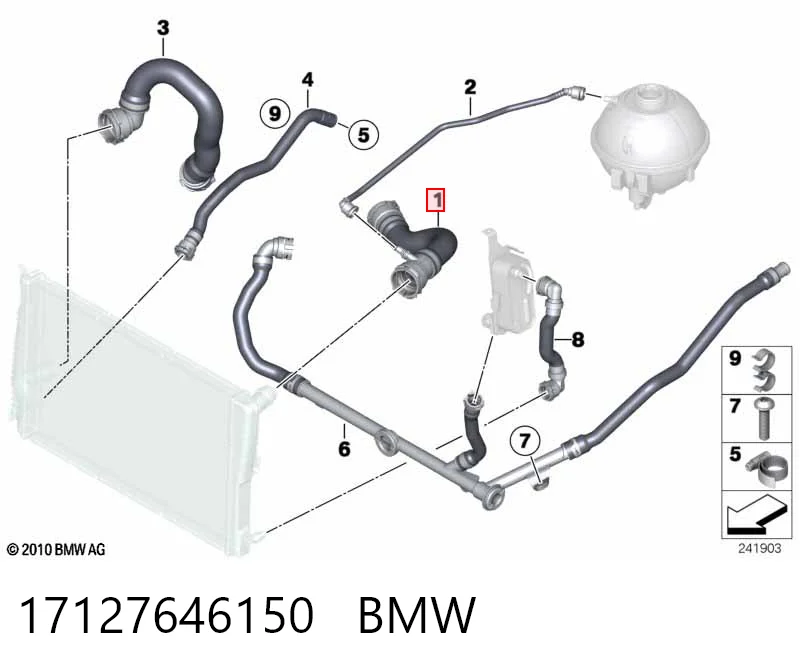 17127646150 BMW Manguera superior del radiador