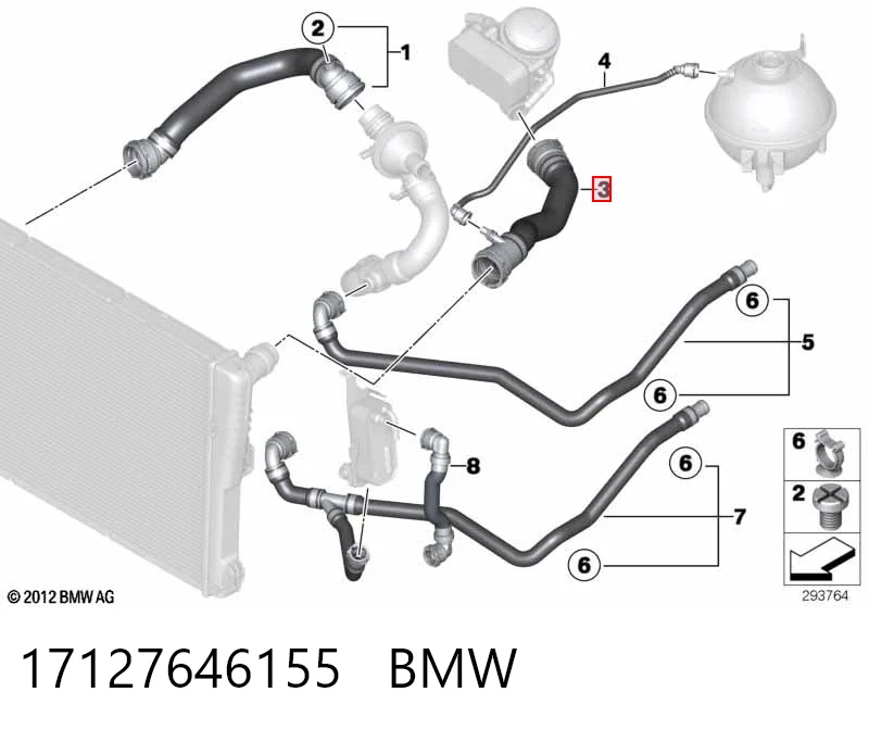 17127646155 BMW Manguera superior del radiador