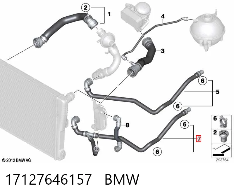 17127646157 BMW Manguera superior del radiador