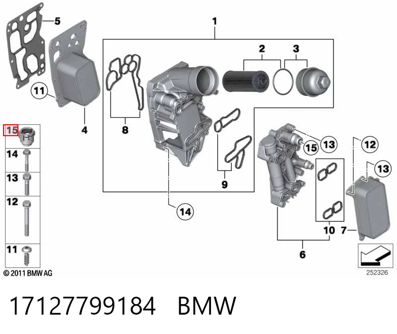 17127799184 BMW Tapón de la carcasa del filtro de aceite