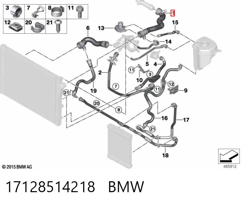 17128514218 BMW Manguera superior del radiador