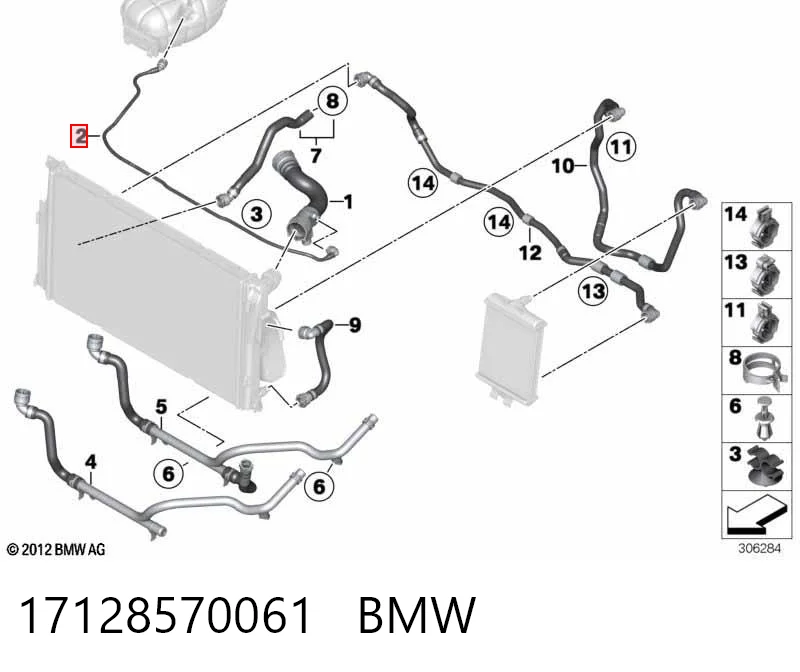 17128570061 BMW Manguera superior del depósito de expansión