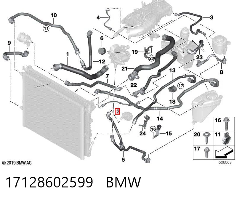17128602599 BMW Manguera de refrigeración
