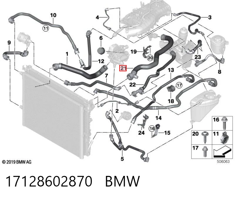 17128602870 BMW Manguera superior del radiador