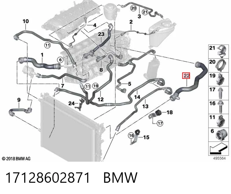 17128602871 BMW Manguera superior del radiador