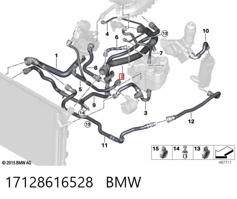 17128616528 BMW Manguera superior del radiador