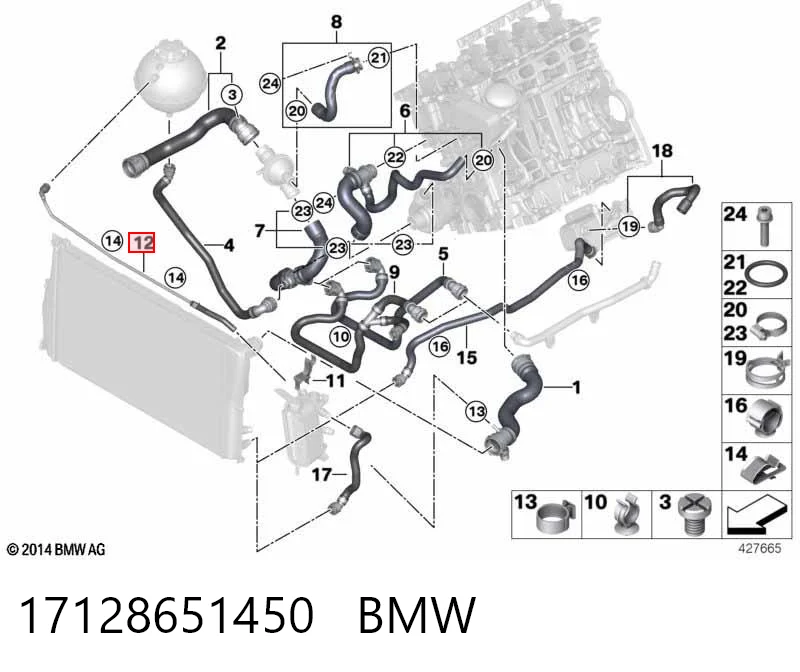17128651450 BMW Manguera superior del depósito de expansión