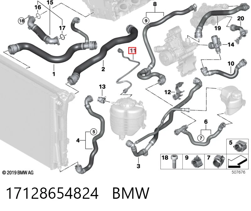 17128654824 BMW Manguera de refrigeración