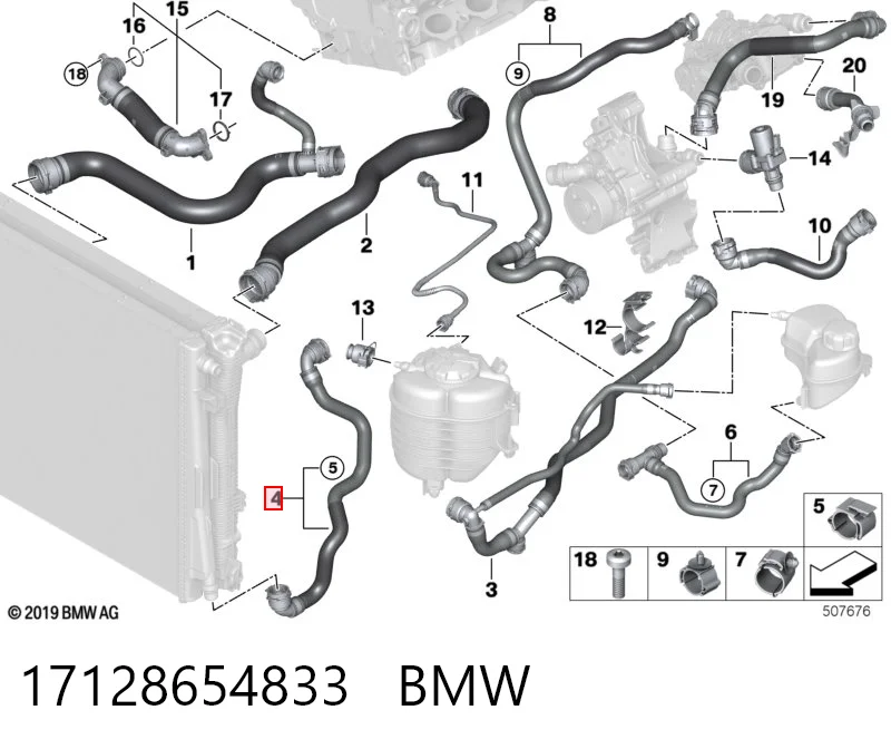 17128654833 BMW Manguera de refrigeración