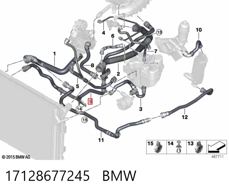 17128677245 BMW Manguera inferior del radiador