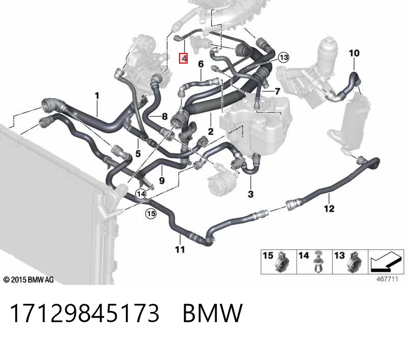 17129845173 BMW Manguera de refrigeración