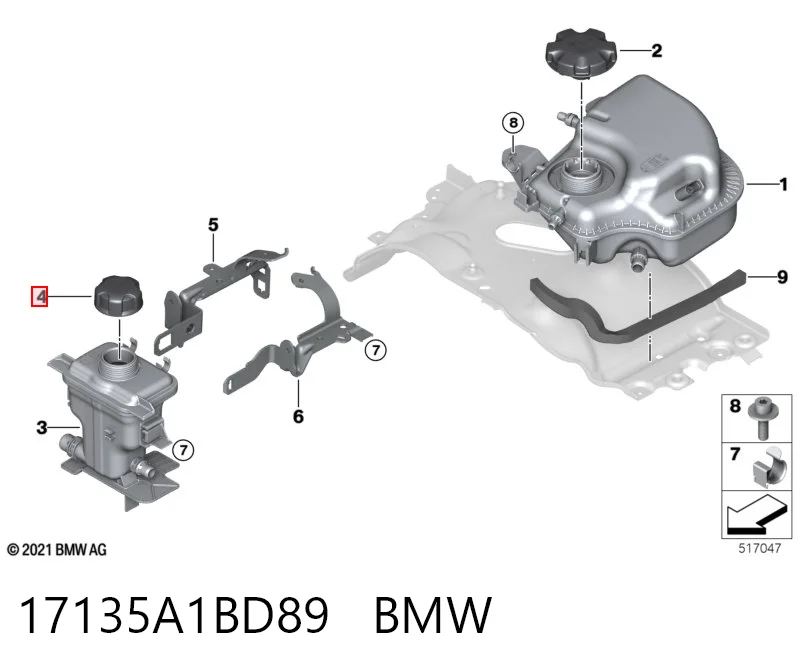 17135A1BD89 BMW Tapón del radiador de refrigerante